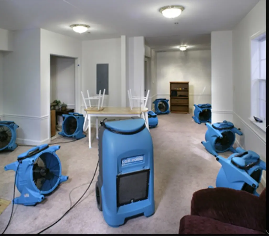 Air movers and dehumidifier setup for Water Extraction & Removal in Carlsbad